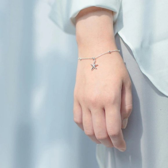NEW 925 Sterling Silver Simple Starfish Bracelet - Picture 2 of 7